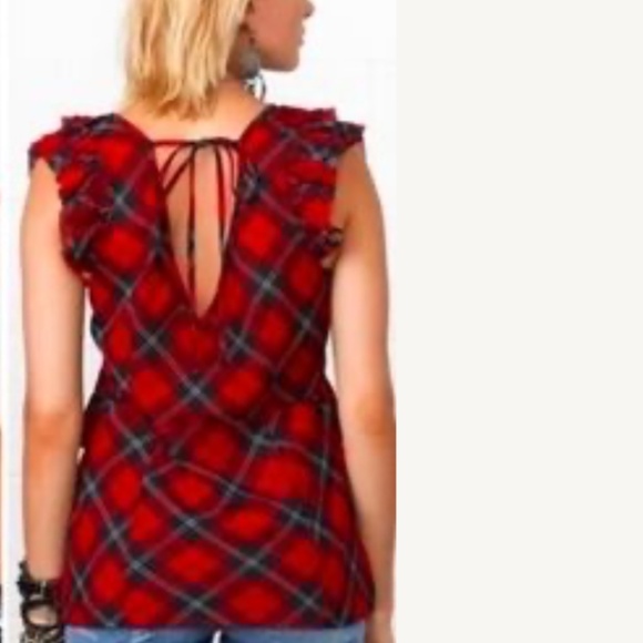 Ralph Lauren Denim & Supply Y2K Babydoll tank top Plaid Red Ruffled Grungy sz M - Picture 2 of 15